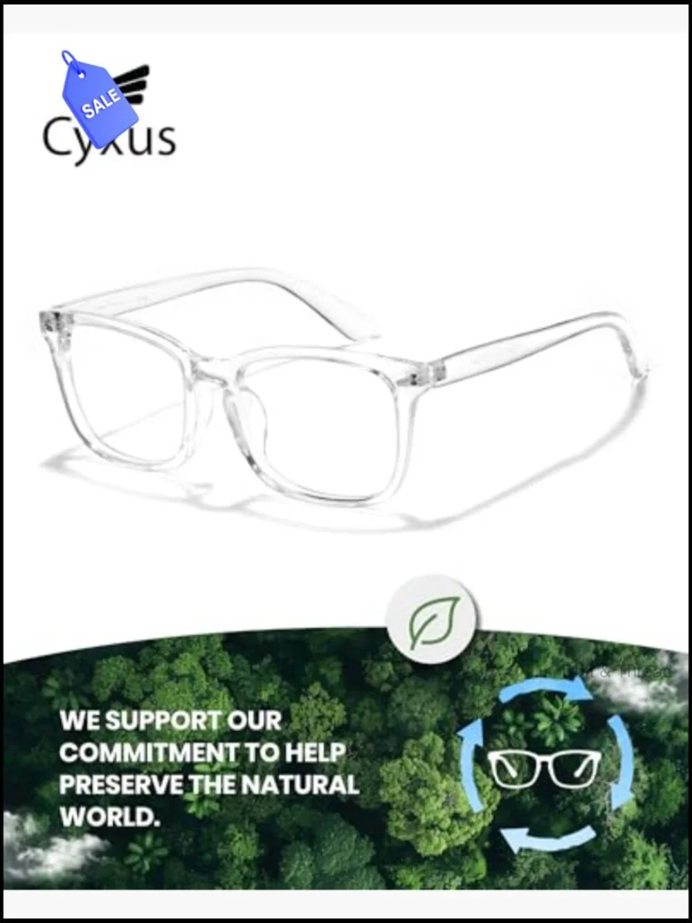 Blue Light Blocking Glasses Square Frame Anti Eye Strain UV Protection Computer